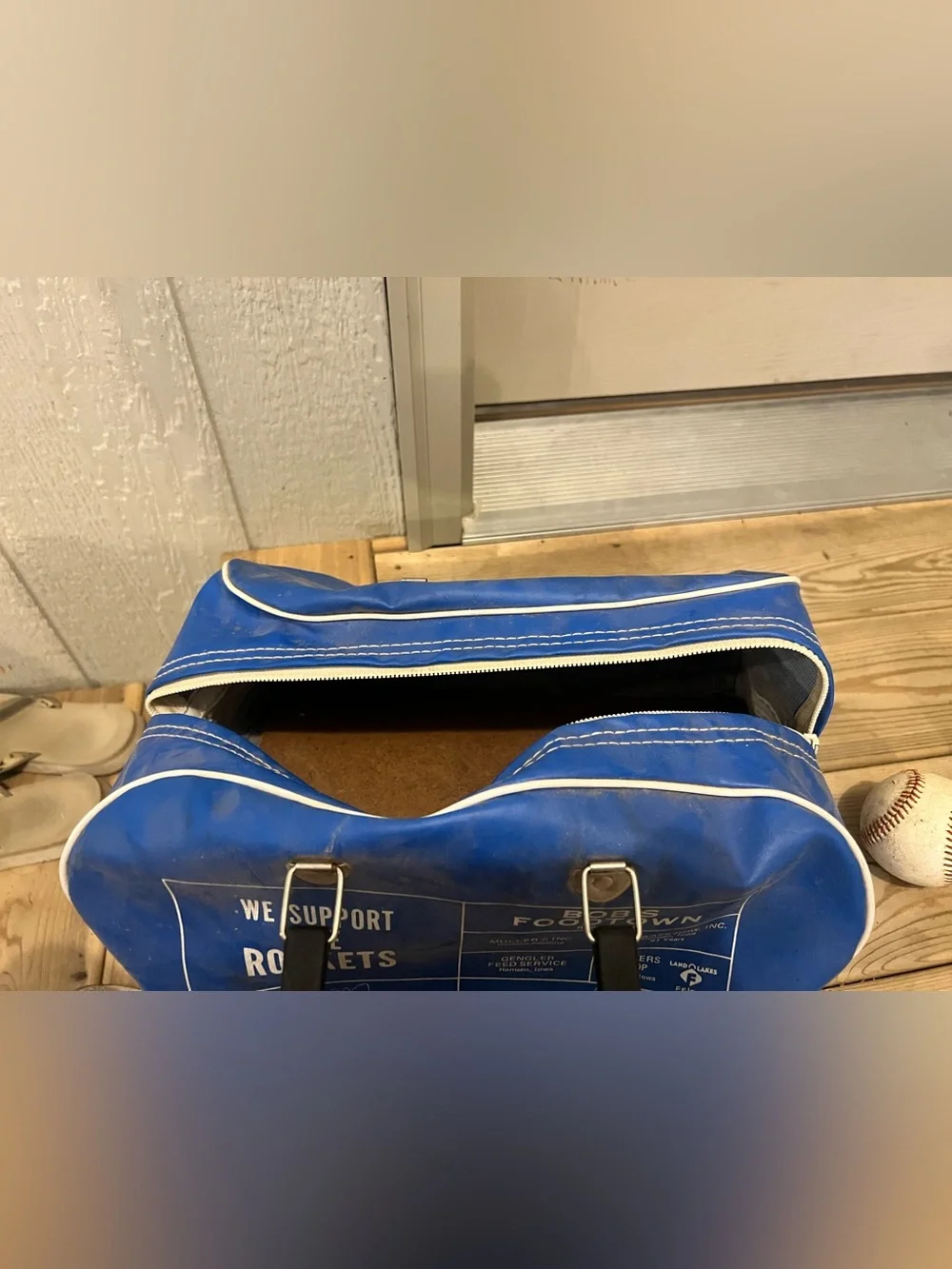Vintage Remsen-Union Rockets School Iowa Blue Vinyl Bowling Bag